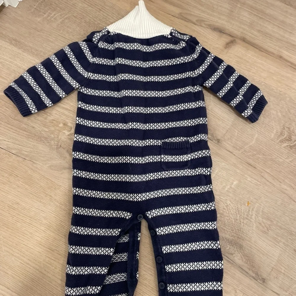 Janie and Jack Navy and Cream Striped Bodysuit